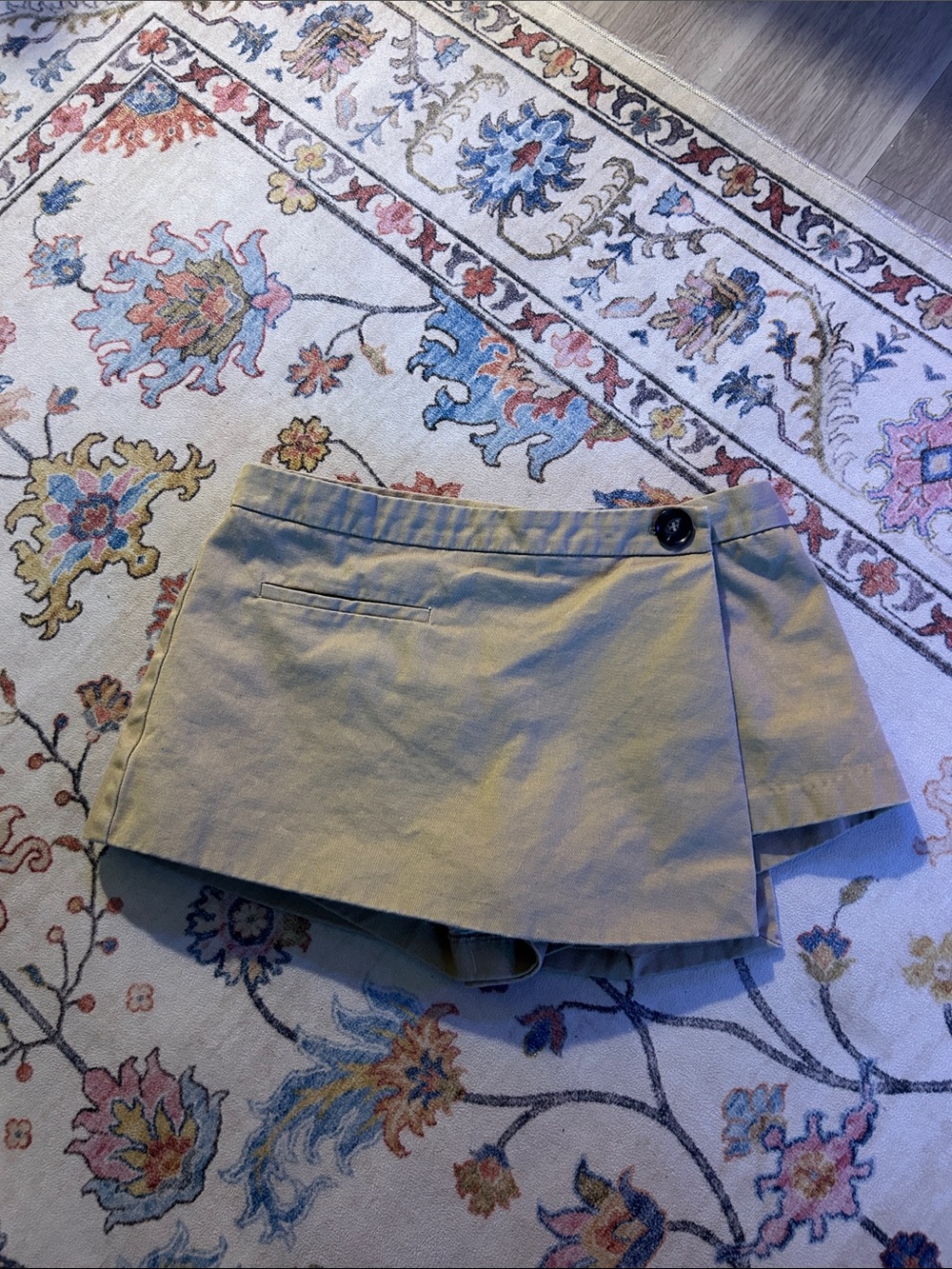 Olivaceous Tan Wrap Skort with Button Detail